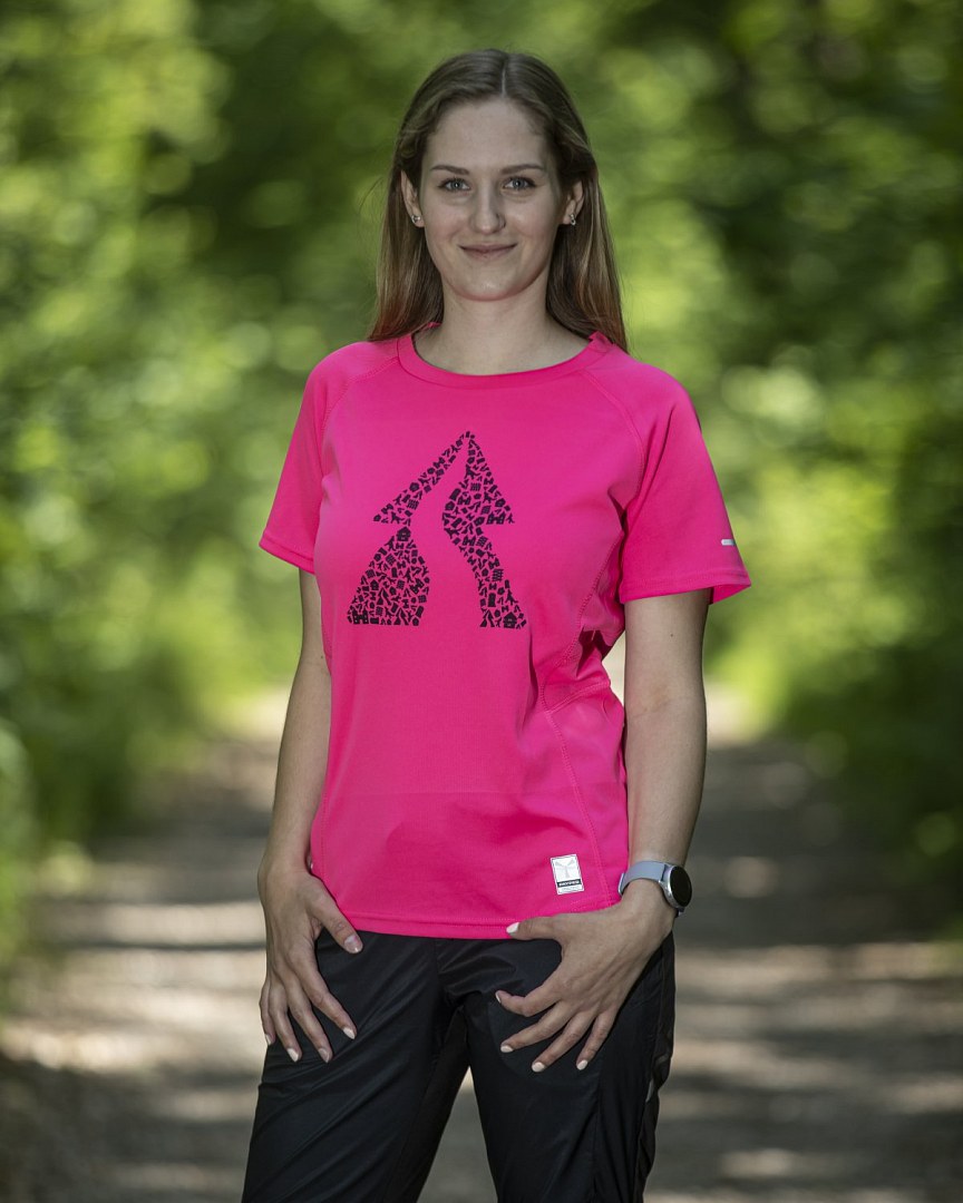 Růžové  funkční dámské tričko Behaj lesmi