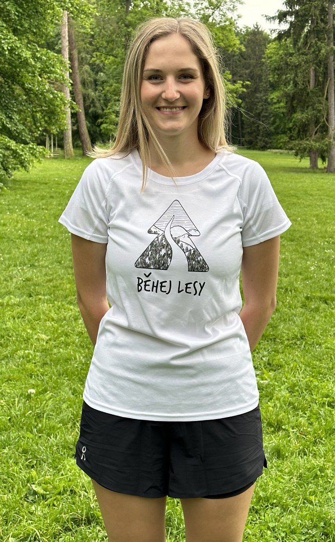 Bílé funkční dámské tričko Běhej lesy