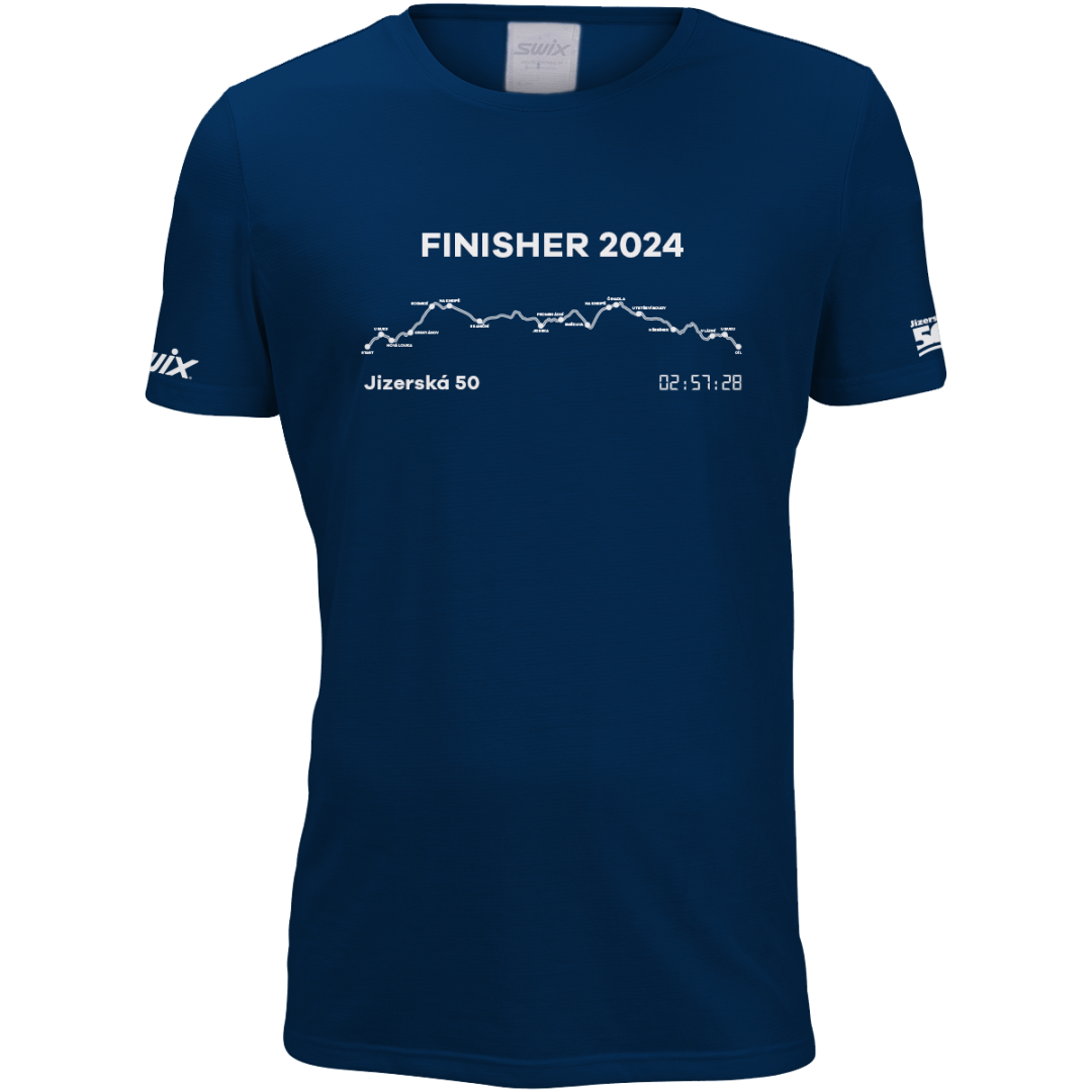 FINISHER tričko pánské tmavě modré  Swix - Jizerská 50 s tvým cílovým časem